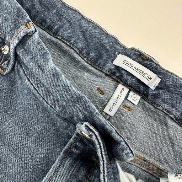Good American Womens Good Skinny Legs Crop Jeans Denim Light Wash Blue Size 18 - Picture 7 of 12